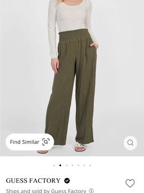 Guess Linen Blend Palazzo Wide-Leg Pants/ color is Dusty Oliver- Size S
